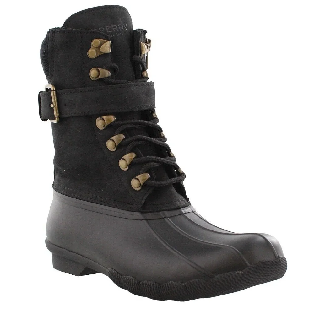 Sperry Shearwater Winter Rain Snow Boots Women's Size 6 Black STS83220
